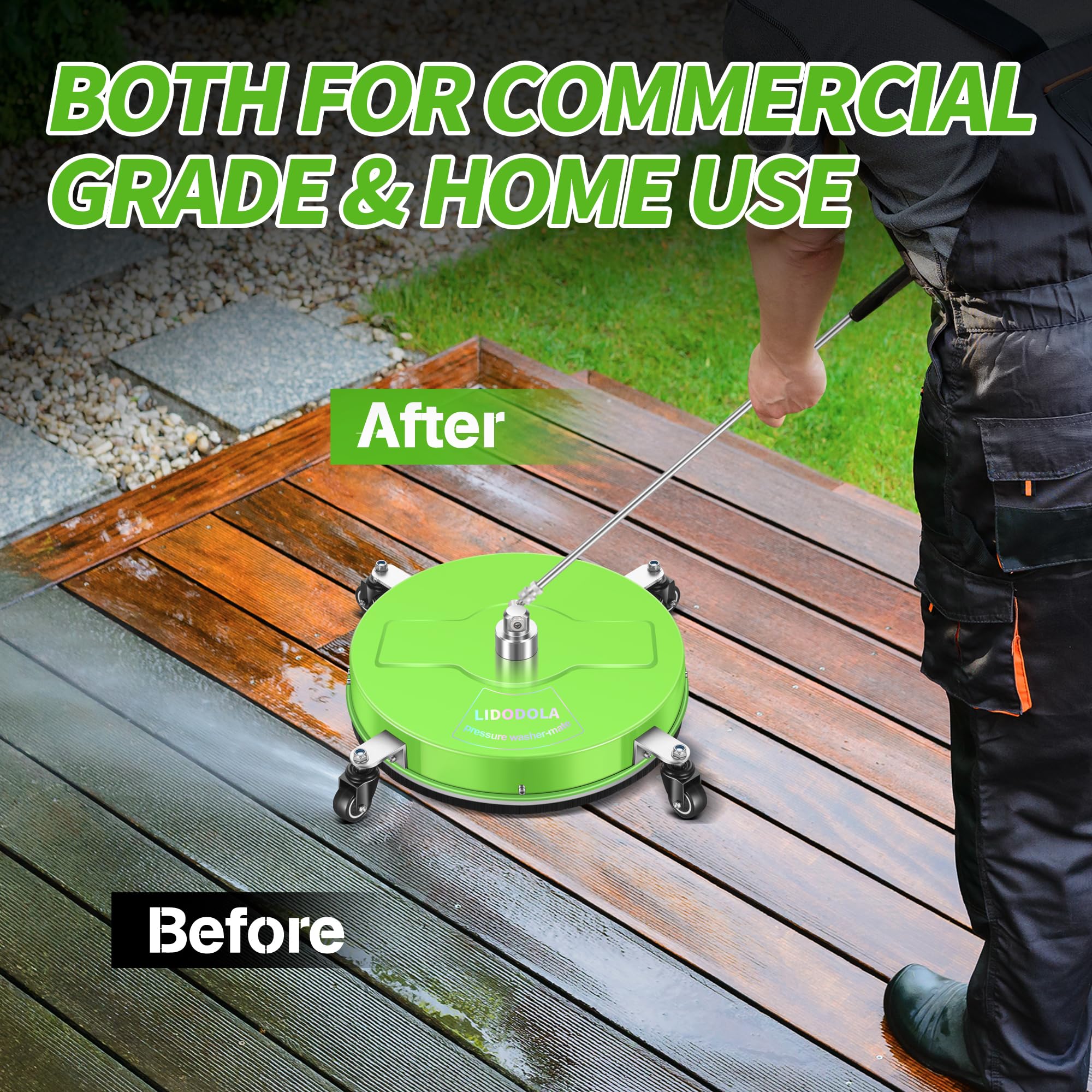 LidoDola in use cleaning a driveway delivering uniform, streak-free cleaning
