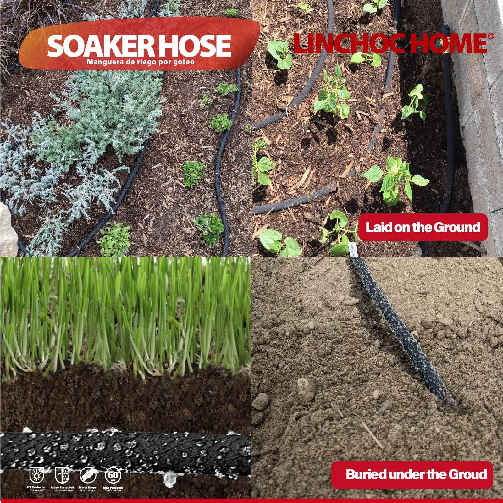 LINCHOC HOME neatly folded hose for compact storage and easy season-to-season use
