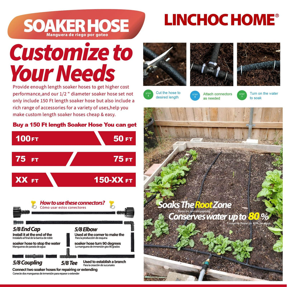 LINCHOC HOME hose laid flat on soil showing flexible, kink-resistant performance