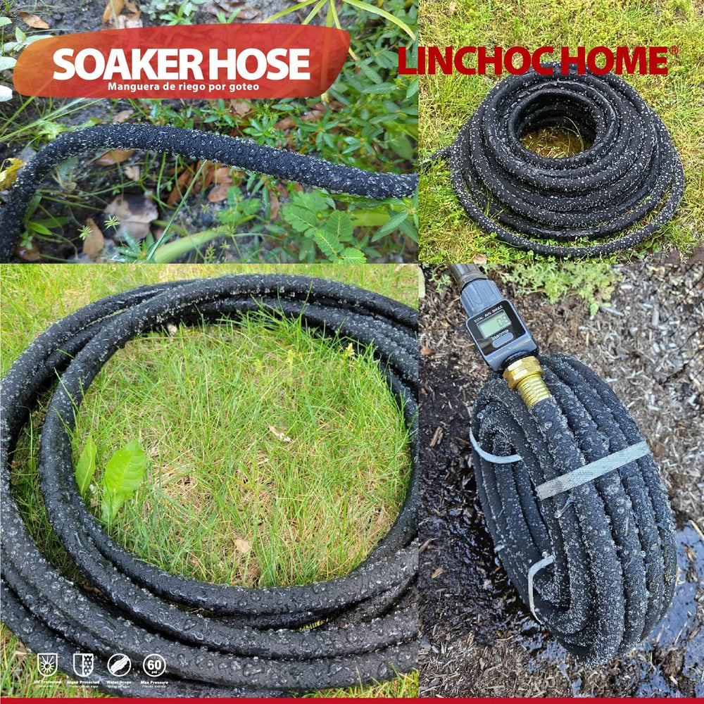 LINCHOC HOME hose alongside a ruler demonstrating the 150FT length and coverage