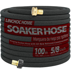 LINCHOC HOME front view of 100FT soaker hose kit showing complete packaging and benefits