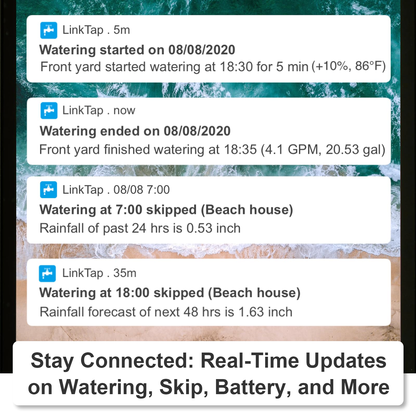 LinkTap G2S controlling sprinklers in garden, efficient water conservation
