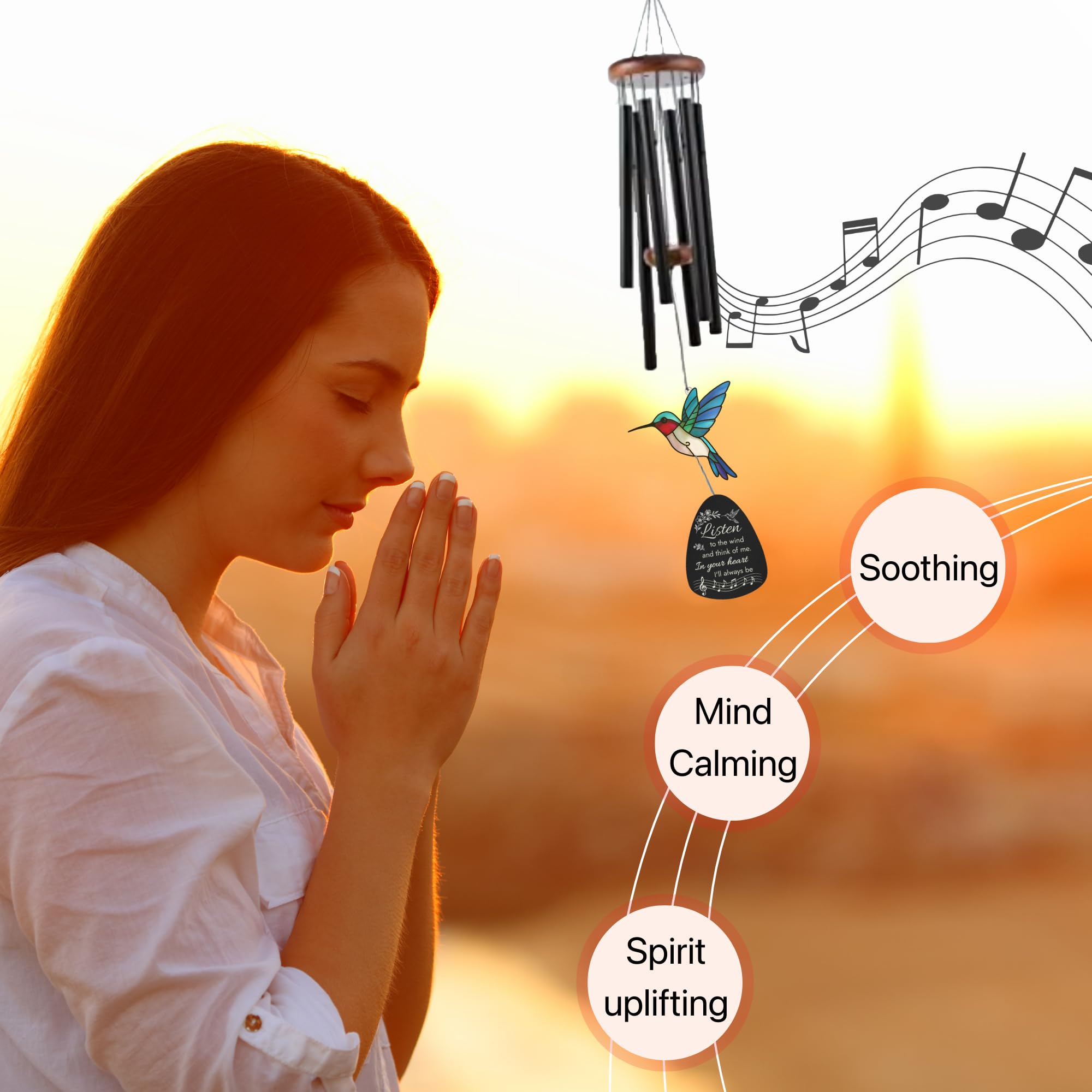 Livinges wind chimes in a garden setting creating a peaceful memorial