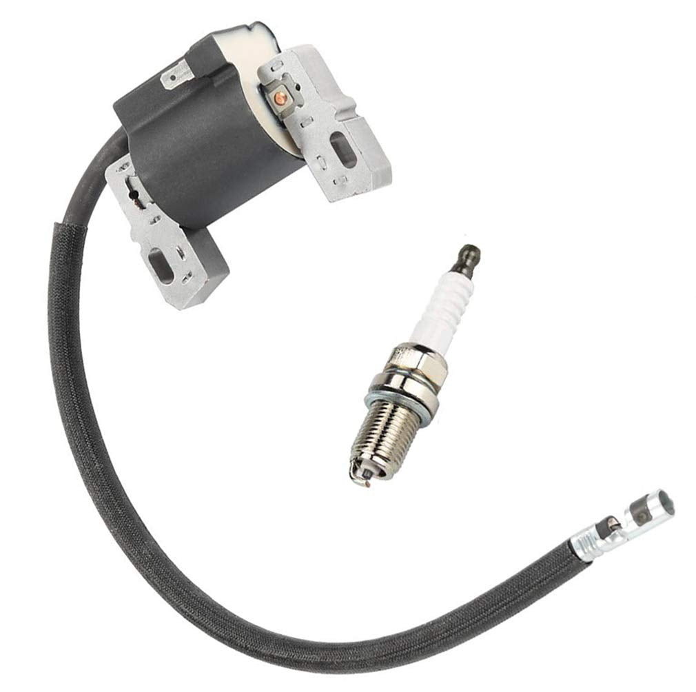 LIYYOO front assembly view showing ignition coil and included spark plug for quick identification and fit