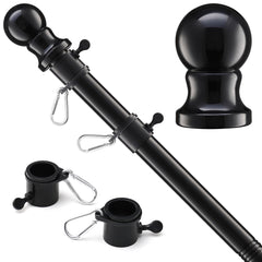 LLARGUEST black flag pole front view showing compact sturdy design