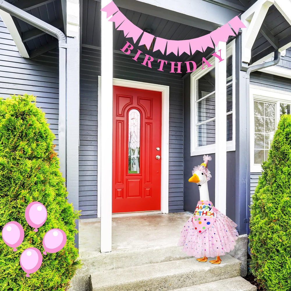 Locmeo goose in use on porch showing party-ready decoration and curb charm