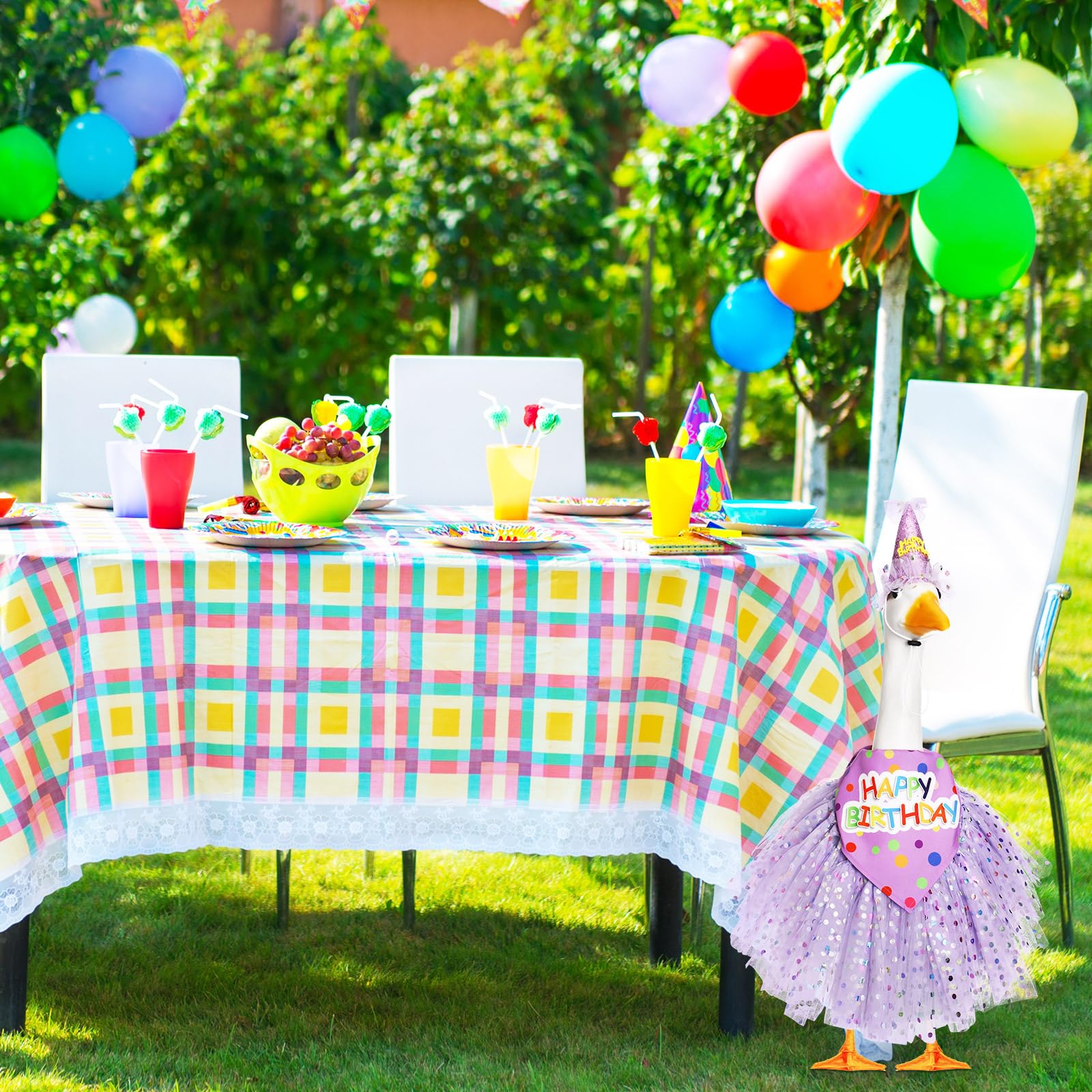 Locmeo lifestyle garden party setting showing how outfit adds celebratory charm