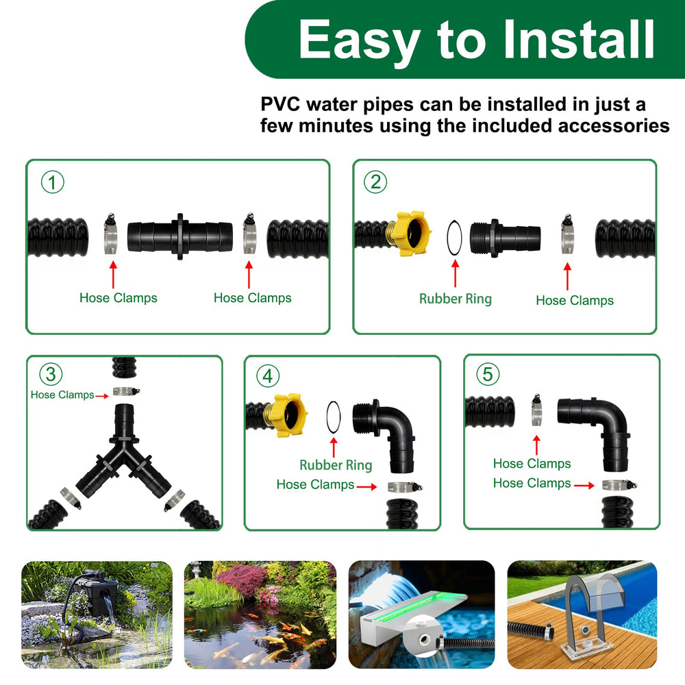 LONGRUN hose beside ruler showing accurate 20.7 ft length and cut-to-fit advantage