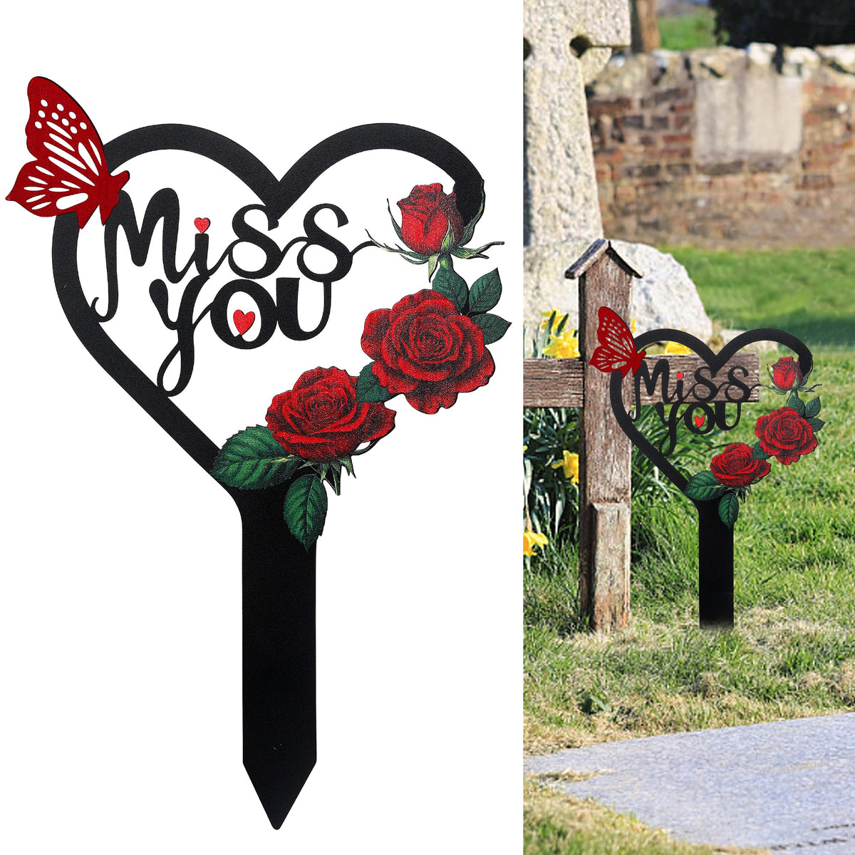 LOSFOTBO heart plaque front view showing clear memorial design and lasting finish