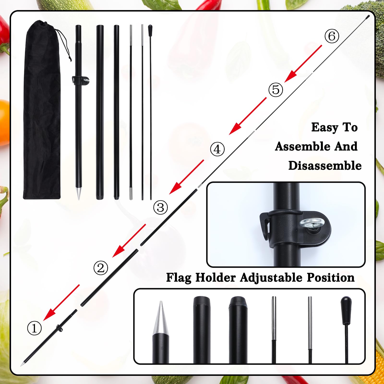 Lounsweer storage carry bag holding pole and flag for convenient transport