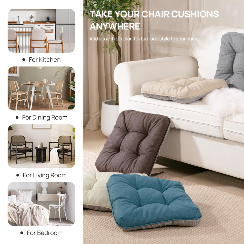 Love's cabin four cushions stacked for size comparison and easy multi-chair refresh
