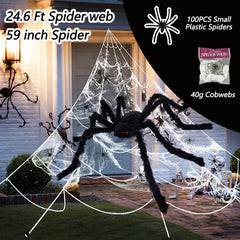 Lovinland 59in giant spider close-up with furry legs and red eyes, adds realism