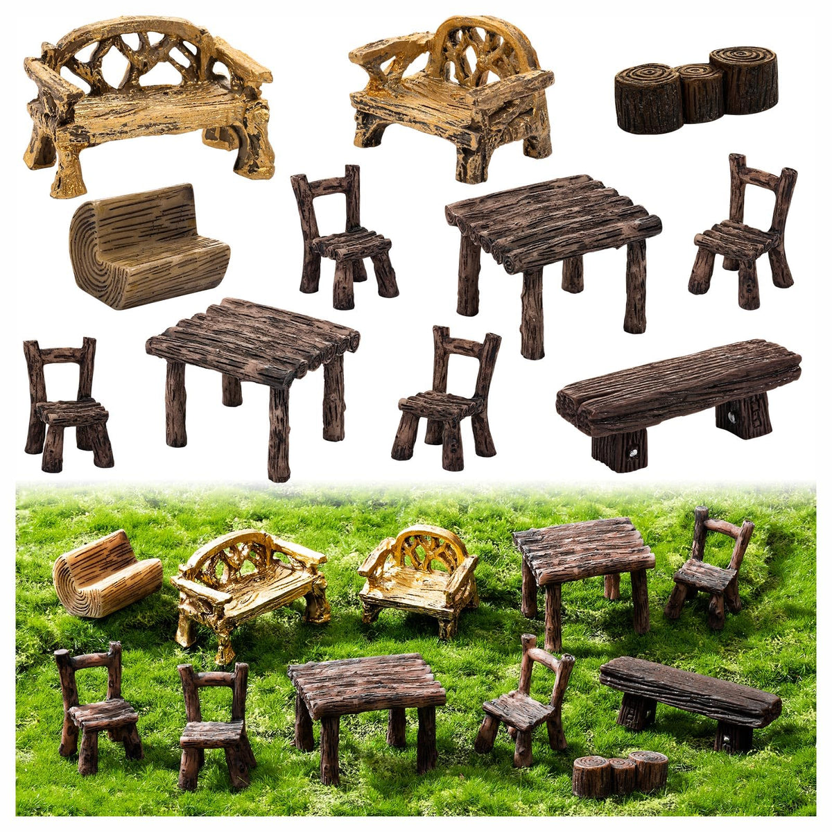 LSGYPAQ front view of 11-piece set showing charming miniature table and chairs benefit realistic staging