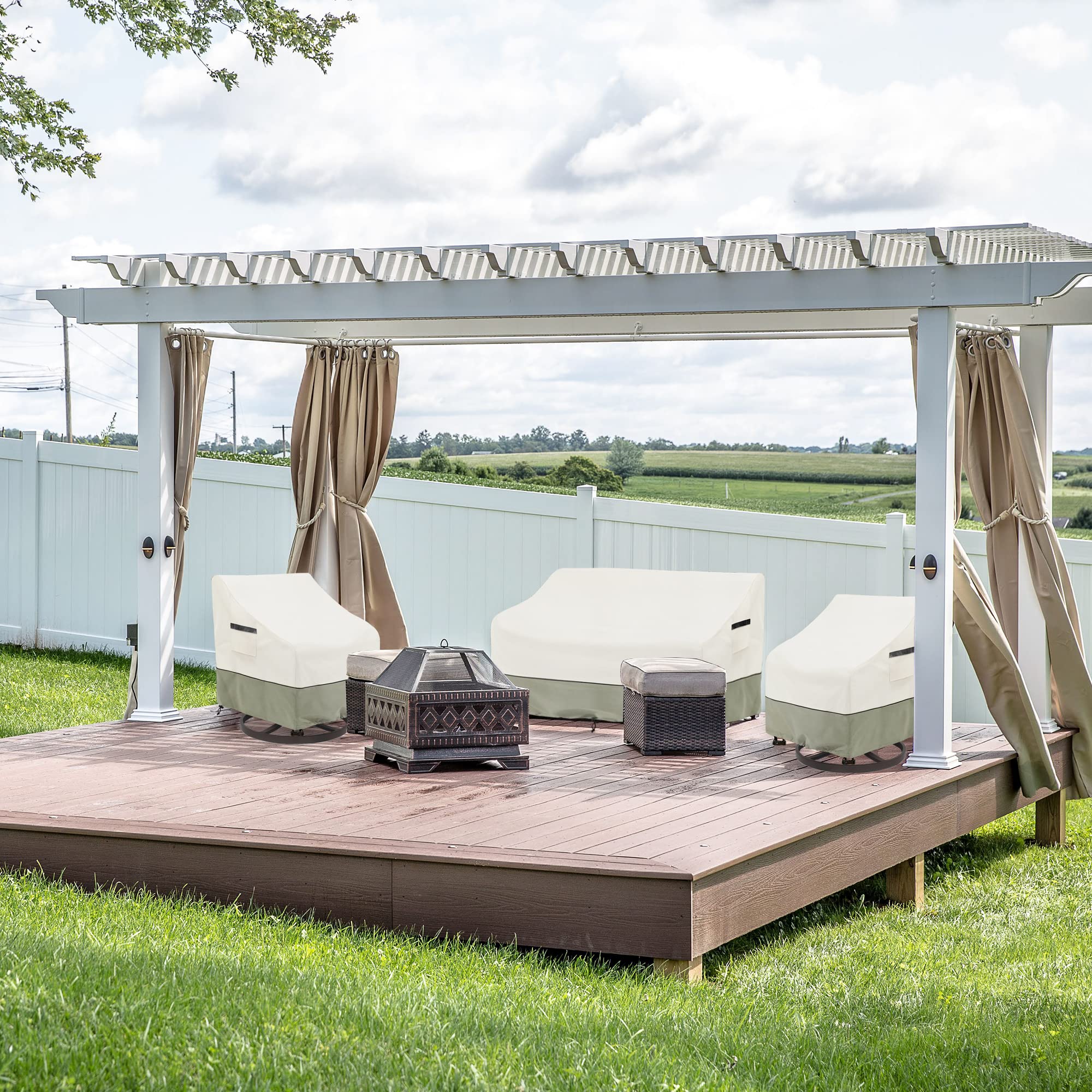 LSongSKY patio sofa covered in garden lifestyle setting protecting furniture