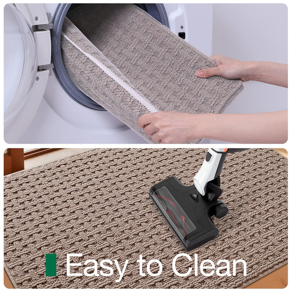 LUMI in use by door with wet shoes demonstrating water and mud containment