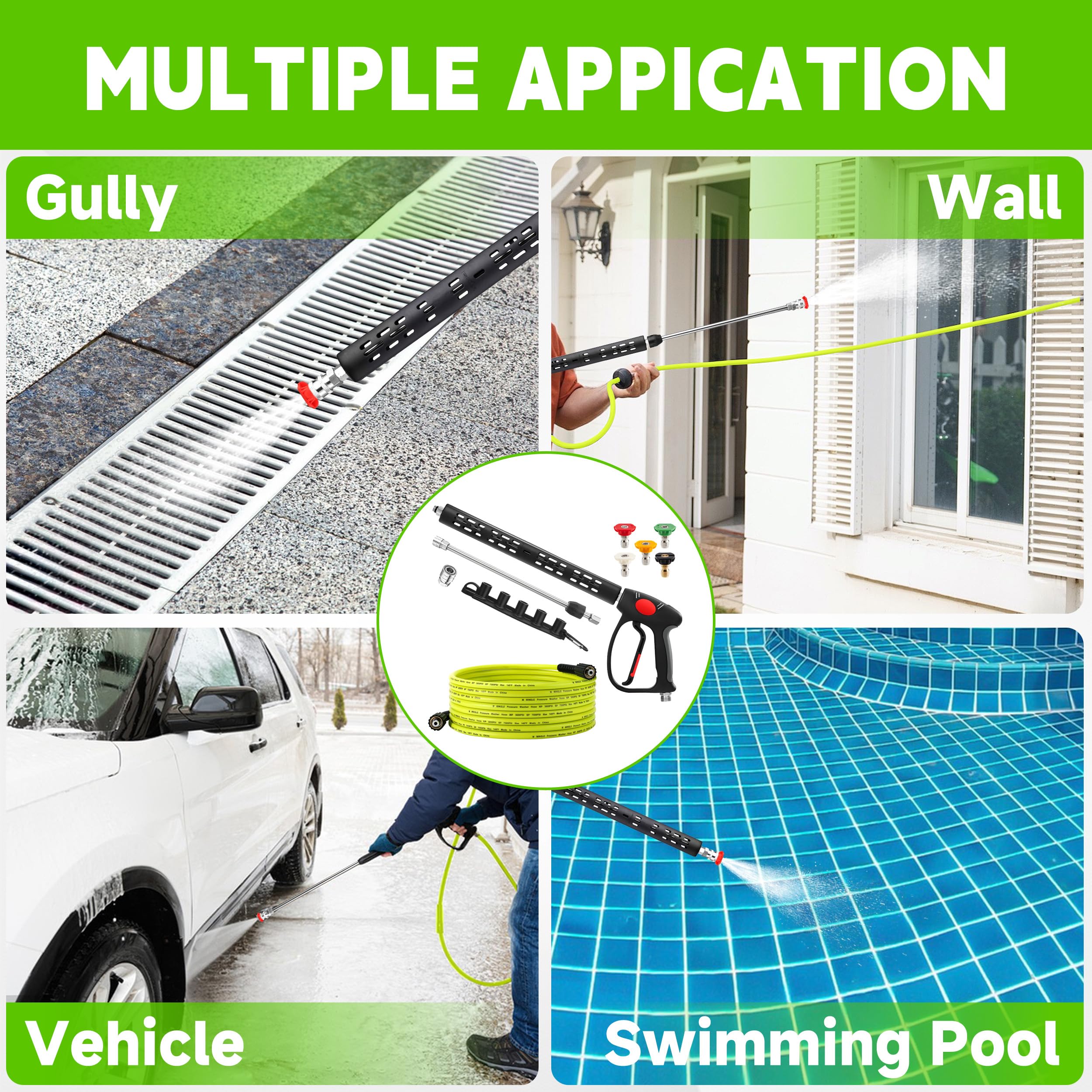 M MINGLE five nozzle tips layout illustrating versatile spray patterns and control