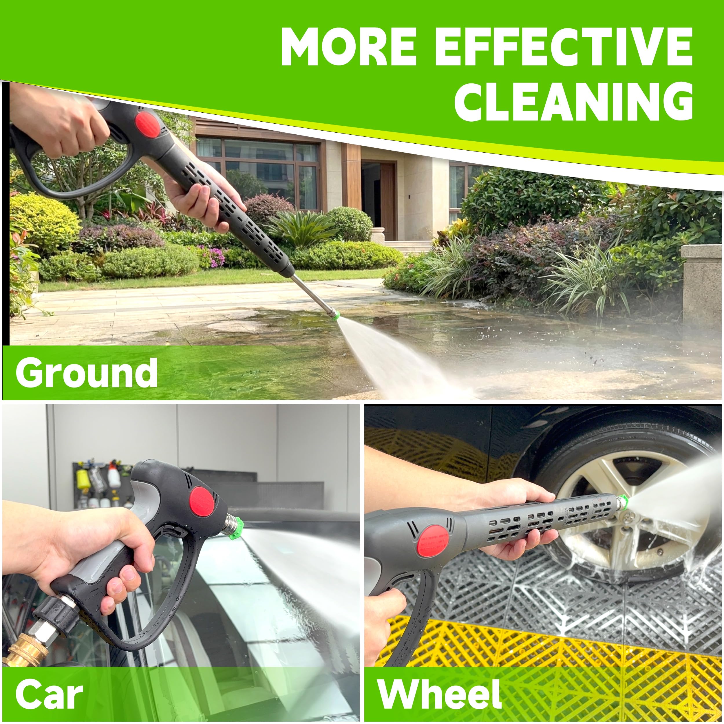 M MINGLE pressure washer gun and adjustable wand detail for comfortable handling