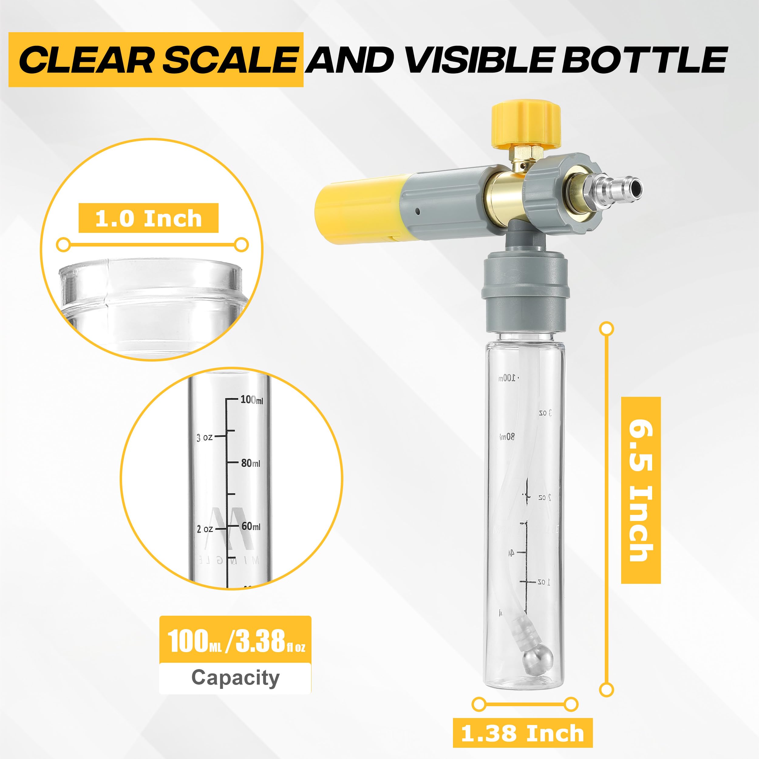 M MINGLE connected to pressure washer showing secure high-pressure compatibility