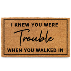 MAINEVENT front view of doormat showing full phrase and welcome benefit