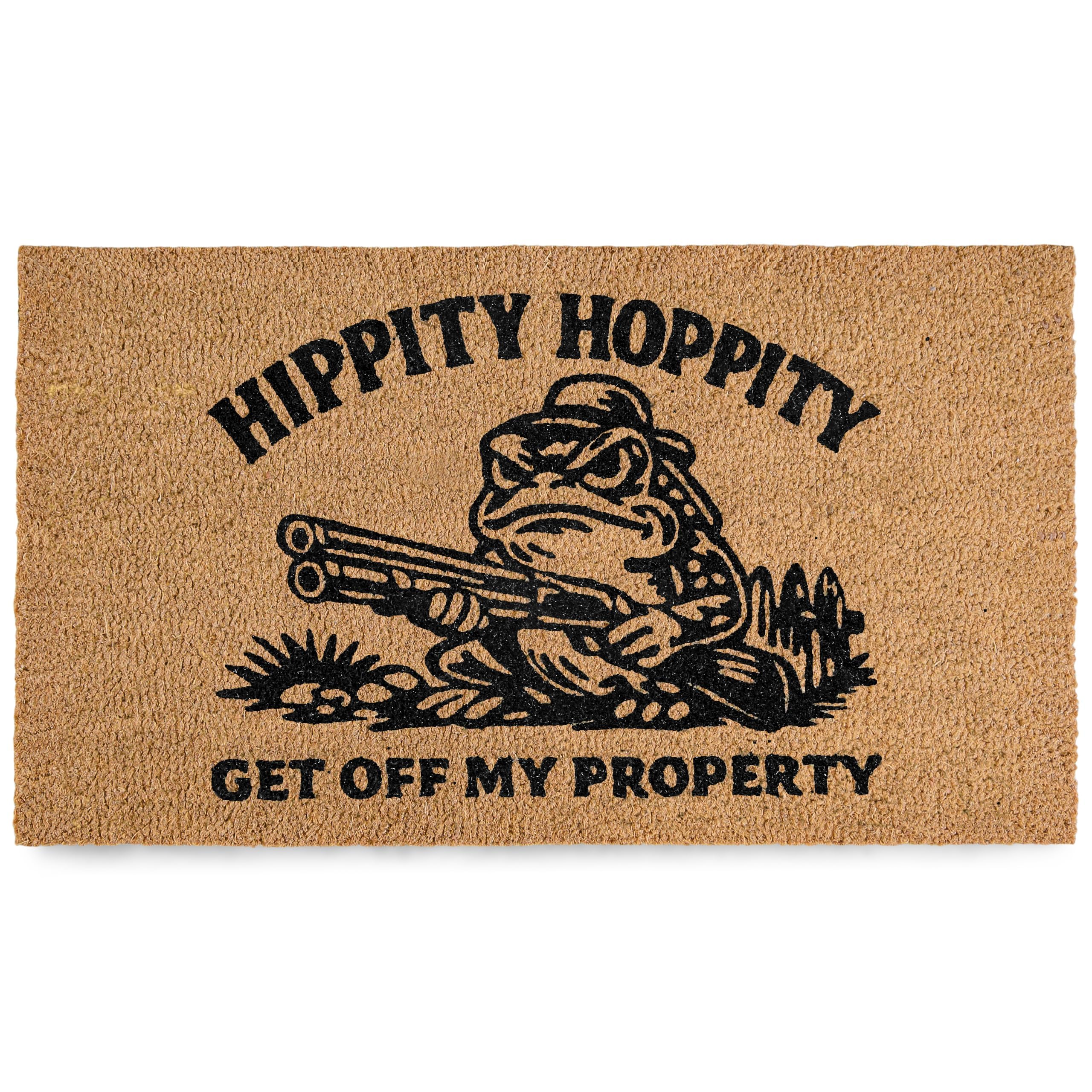 MAINEVENT frog mat front view showing bold print and welcoming personality