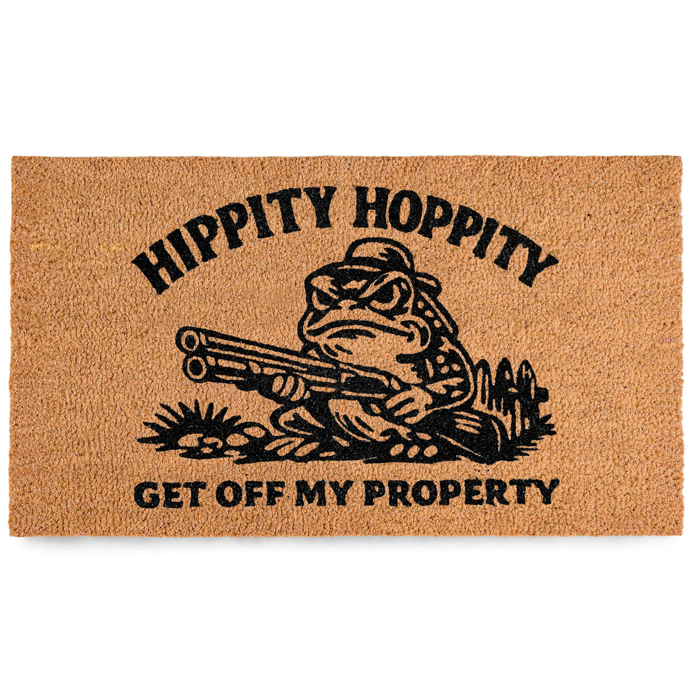 MAINEVENT frog mat front view showing bold print and welcoming personality