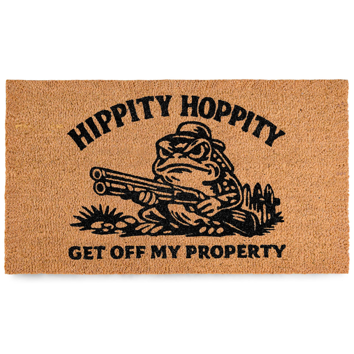 MAINEVENT frog mat front view showing bold print and welcoming personality