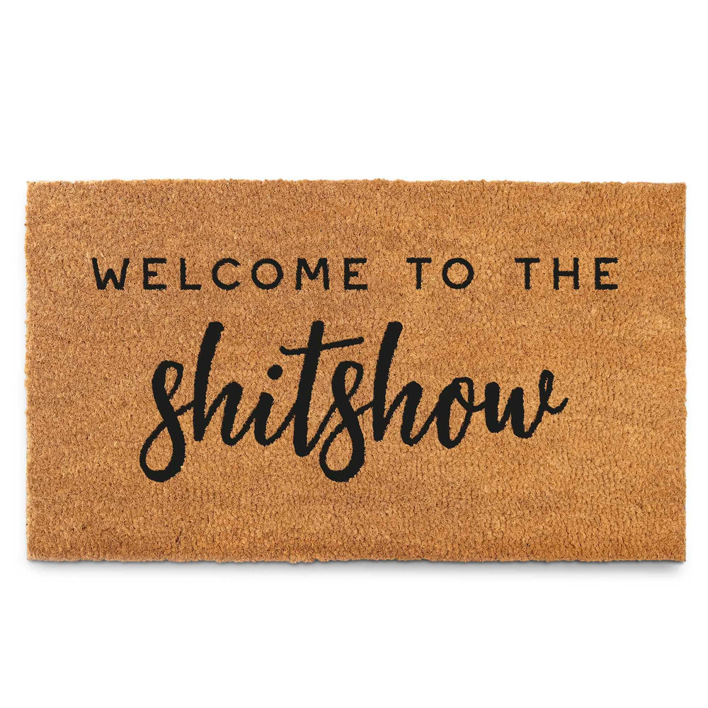 MAINEVENT front view of doormat showing bold welcome message and curb appeal