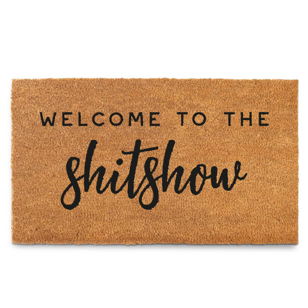 MAINEVENT front view of doormat showing bold welcome message and curb appeal