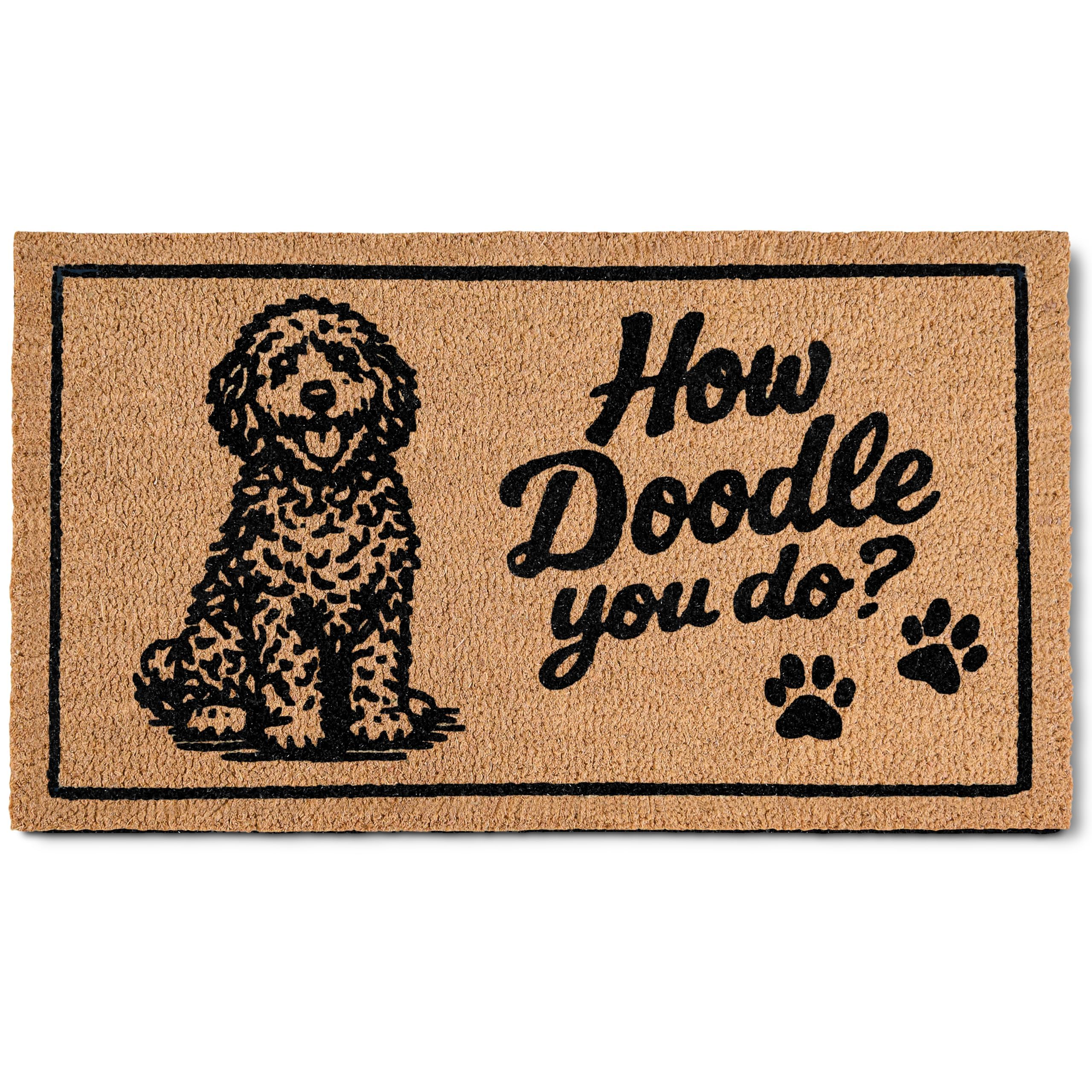 MAINEVENT front view of how doodle you do doormat welcoming guests