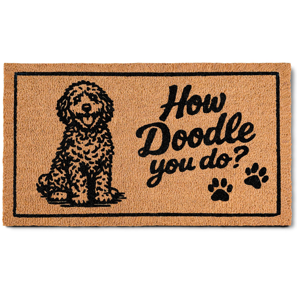 MAINEVENT front view of how doodle you do doormat welcoming guests