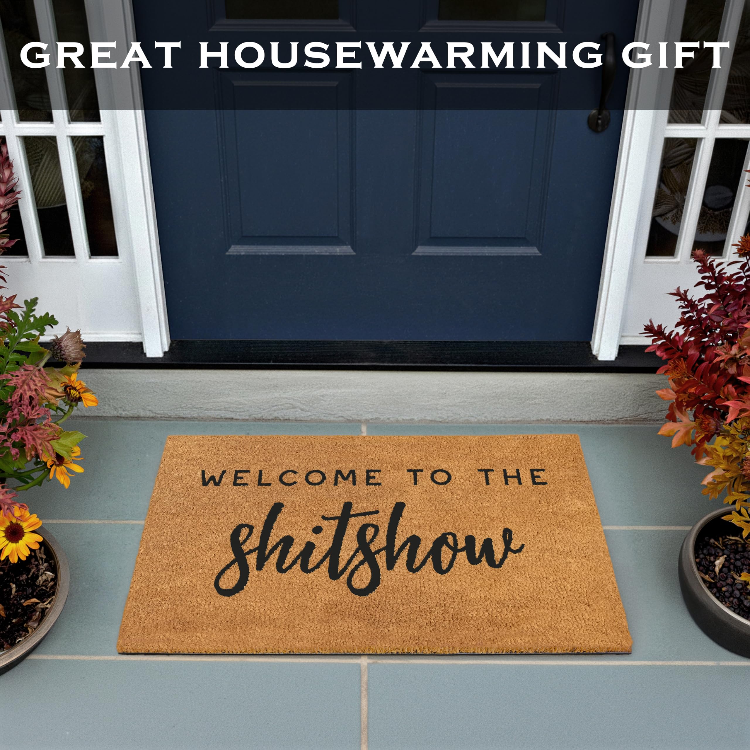 MAINEVENT styled entry scene showing mat adding personality to doorway