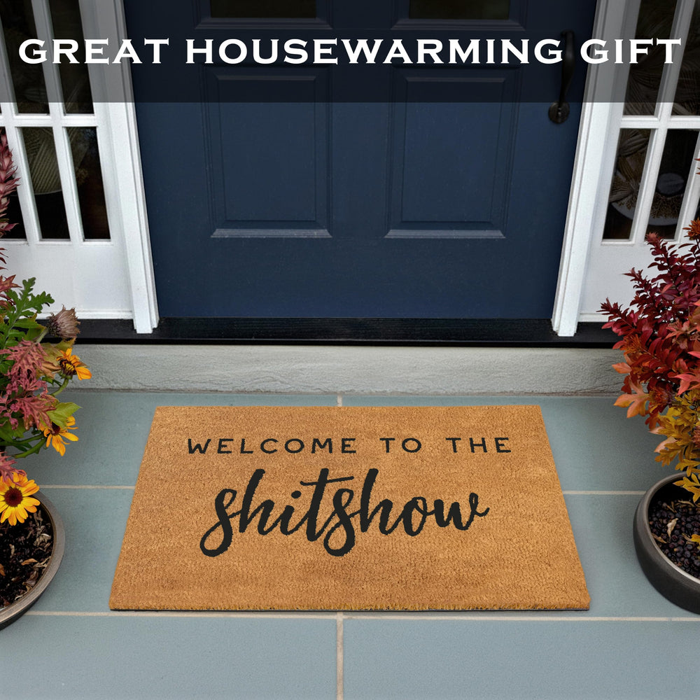 MAINEVENT styled entry scene showing mat adding personality to doorway