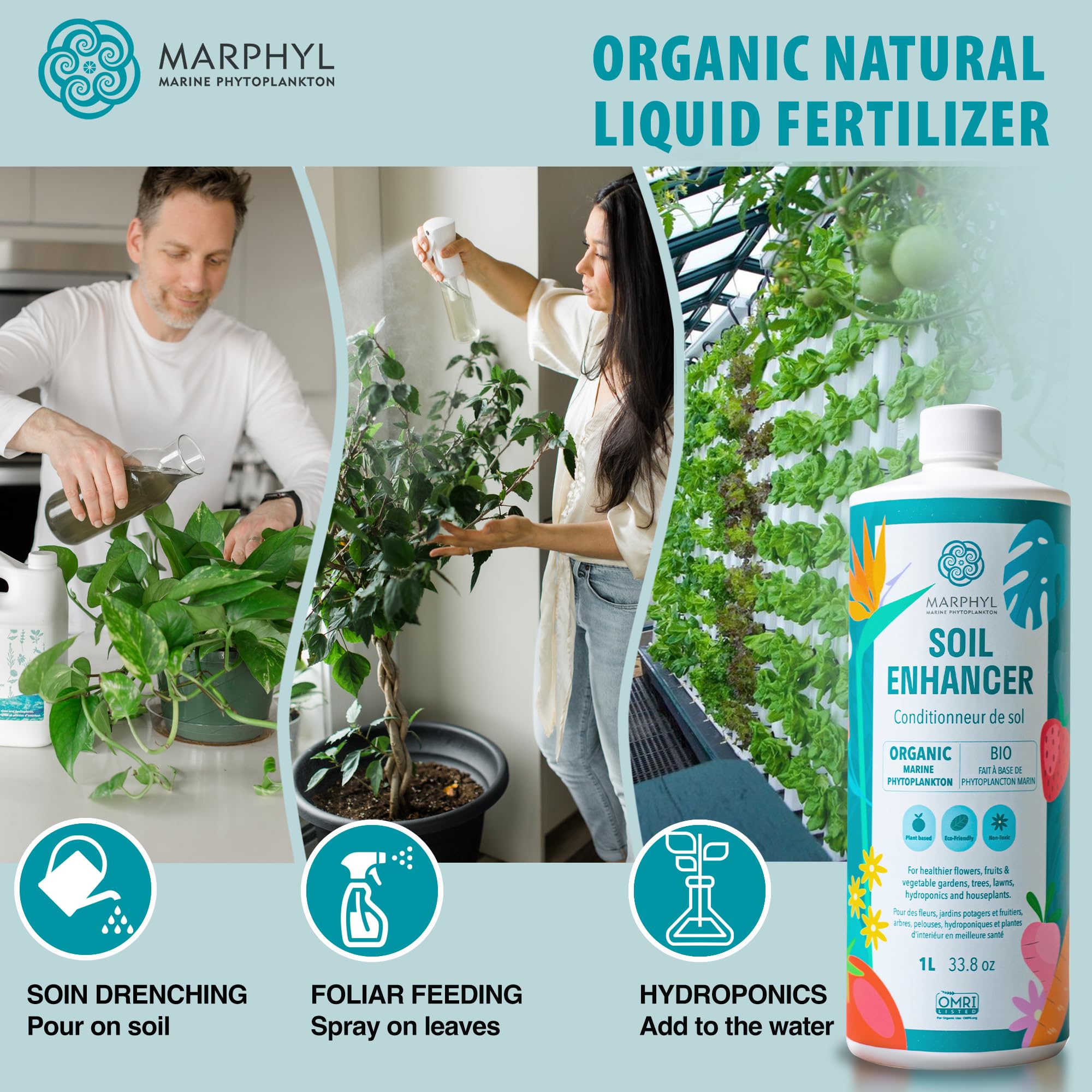 MARPHYL diluted for hydroponic system showing healthy roots