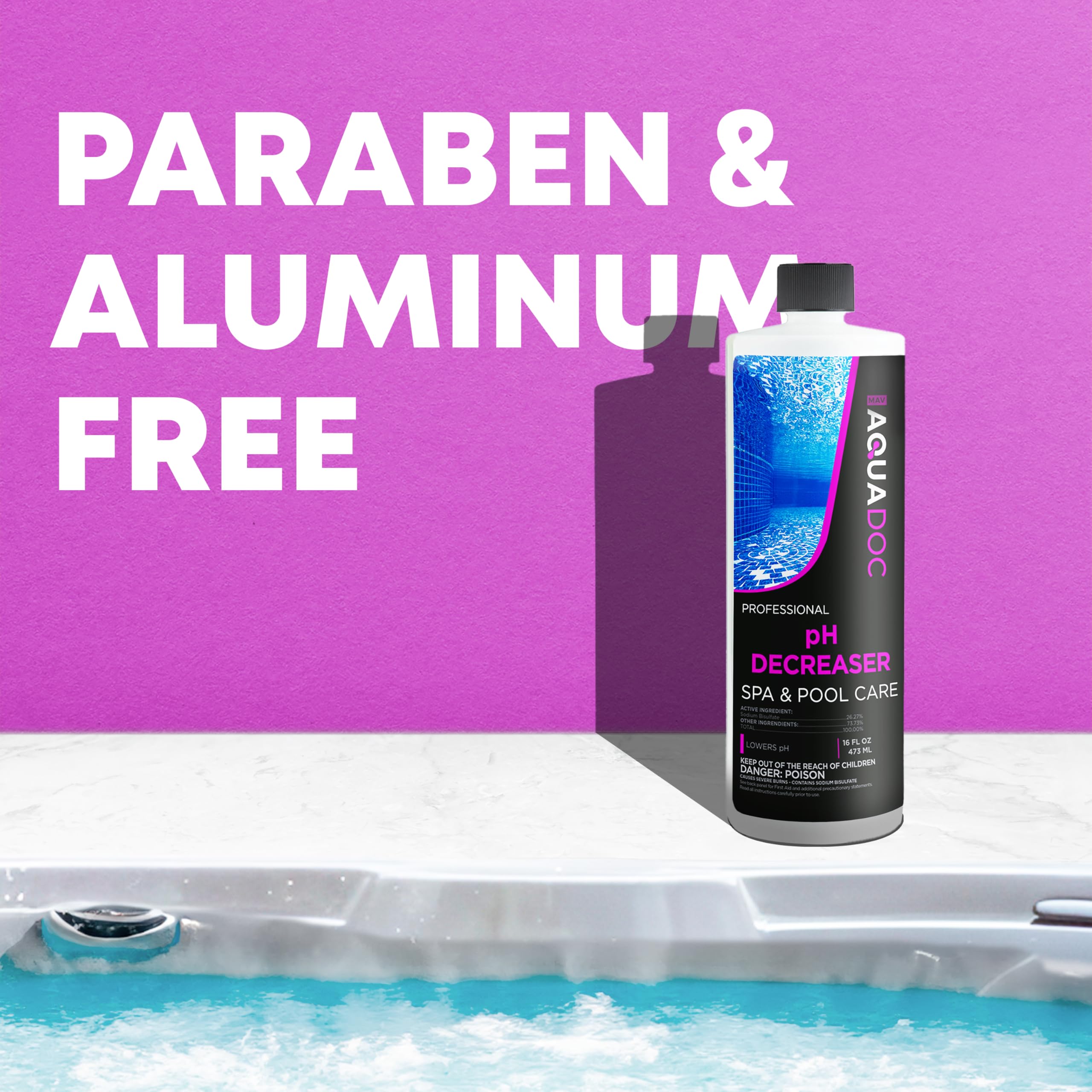 Comparison of spa water before and after using MAV AquaDoc for clearer water