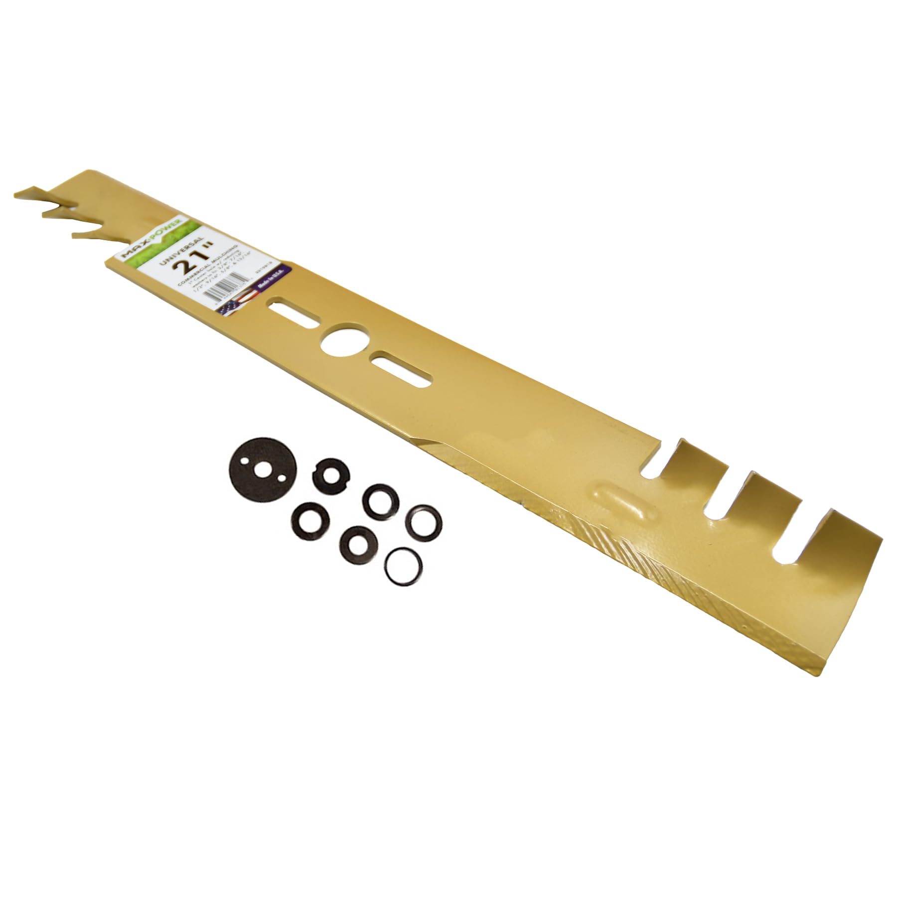 Maxpower blade next to ruler showing 21-inch length and 2.5-inch width