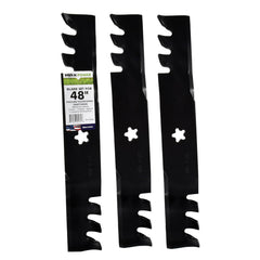 Maxpower front packaging showing three mulching blades and fitment benefit