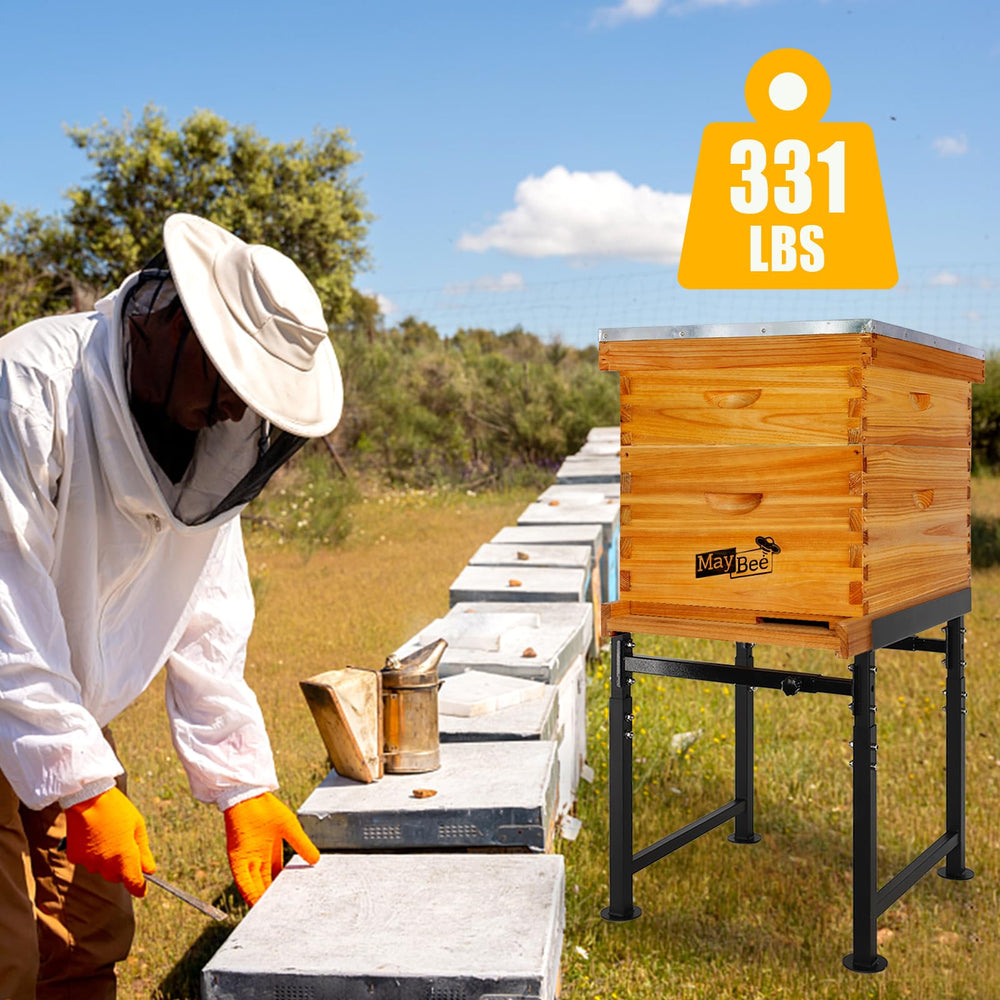 MayBee hive stand in garden setting easing inspections and maintenance