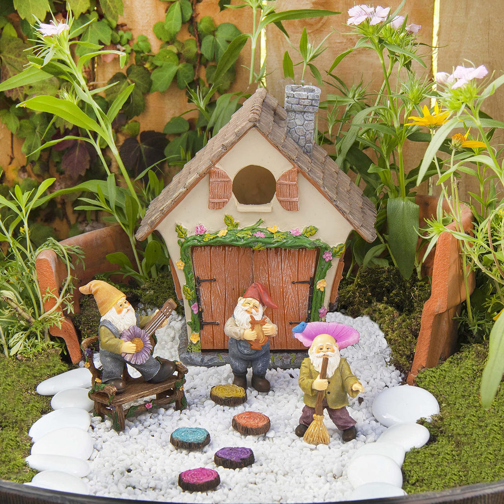 Meadow & Oak fairy garden staged on a porch illustrating outdoor use