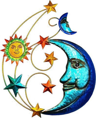 Meduofon metal sun face front view showing vibrant colors and cheerful design, ideal focal point