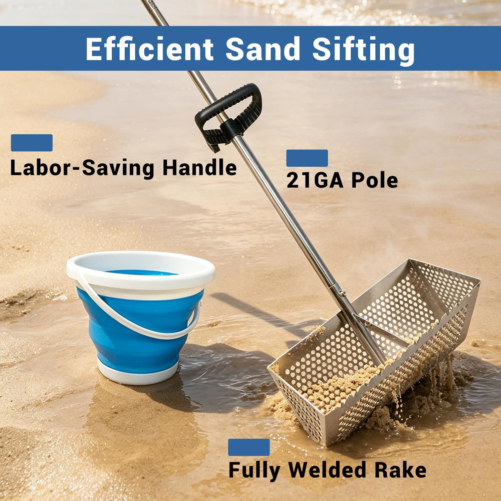 MEEGOON foldable pail detail showing compact storage and easy containment of finds