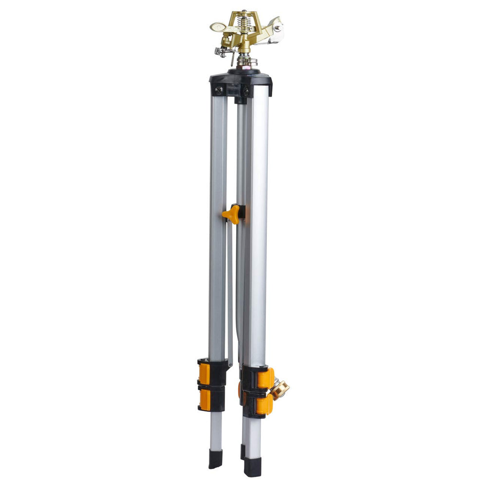 Melnor sprinkler in use across lawn demonstrating broad even coverage benefit