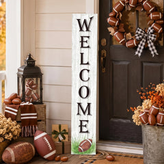 Memorywuu front view of 47-inch football porch sign showing welcome design and curb appeal