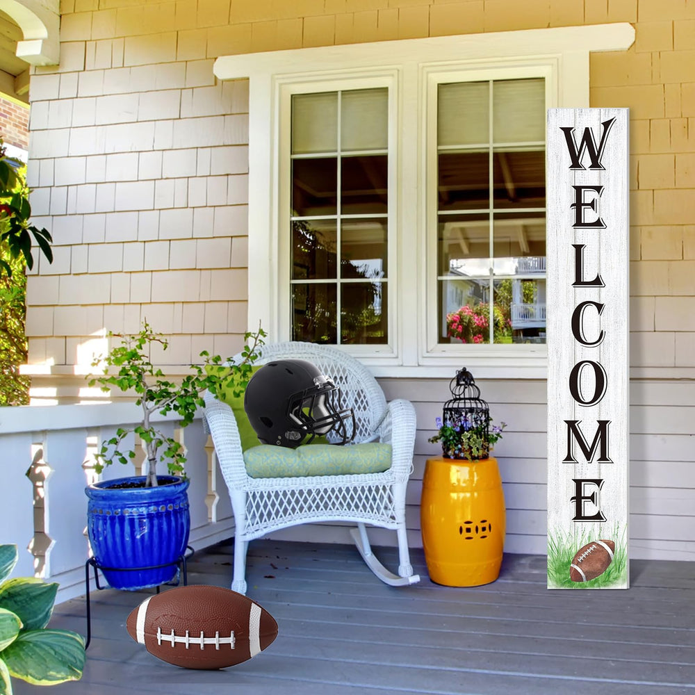 Memorywuu sign styled on a covered porch adding seasonal warmth and festive curb appeal