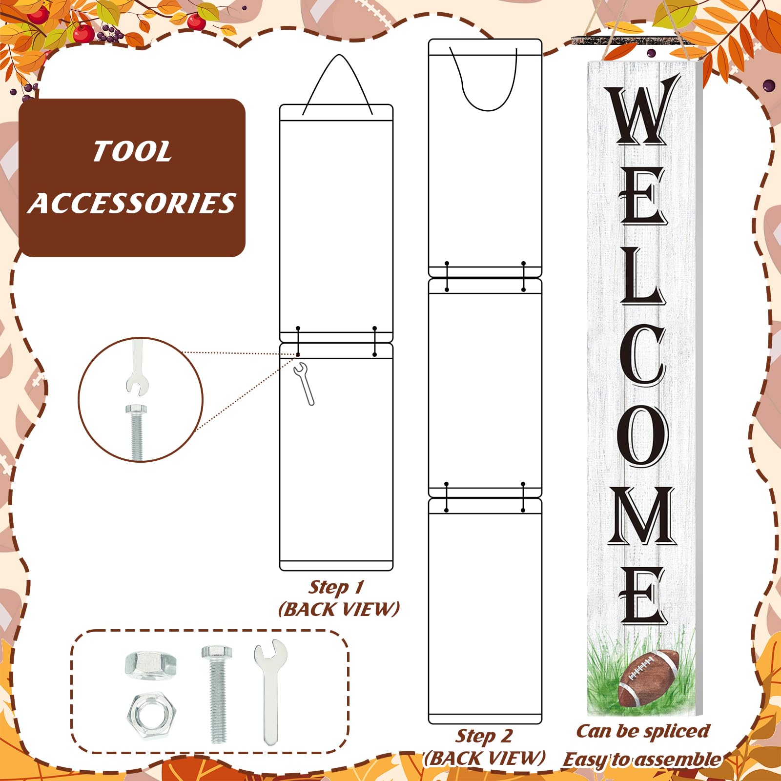 Memorywuu porch sign next to door frame showing scale and tall vertical presence