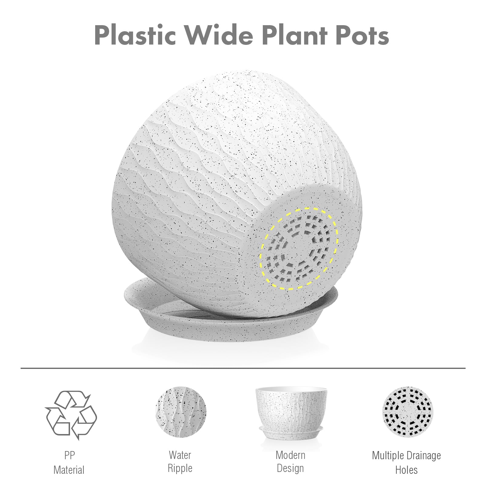 Meowell top-down view showing 12, 10, 9 inch sizes for layered planting options