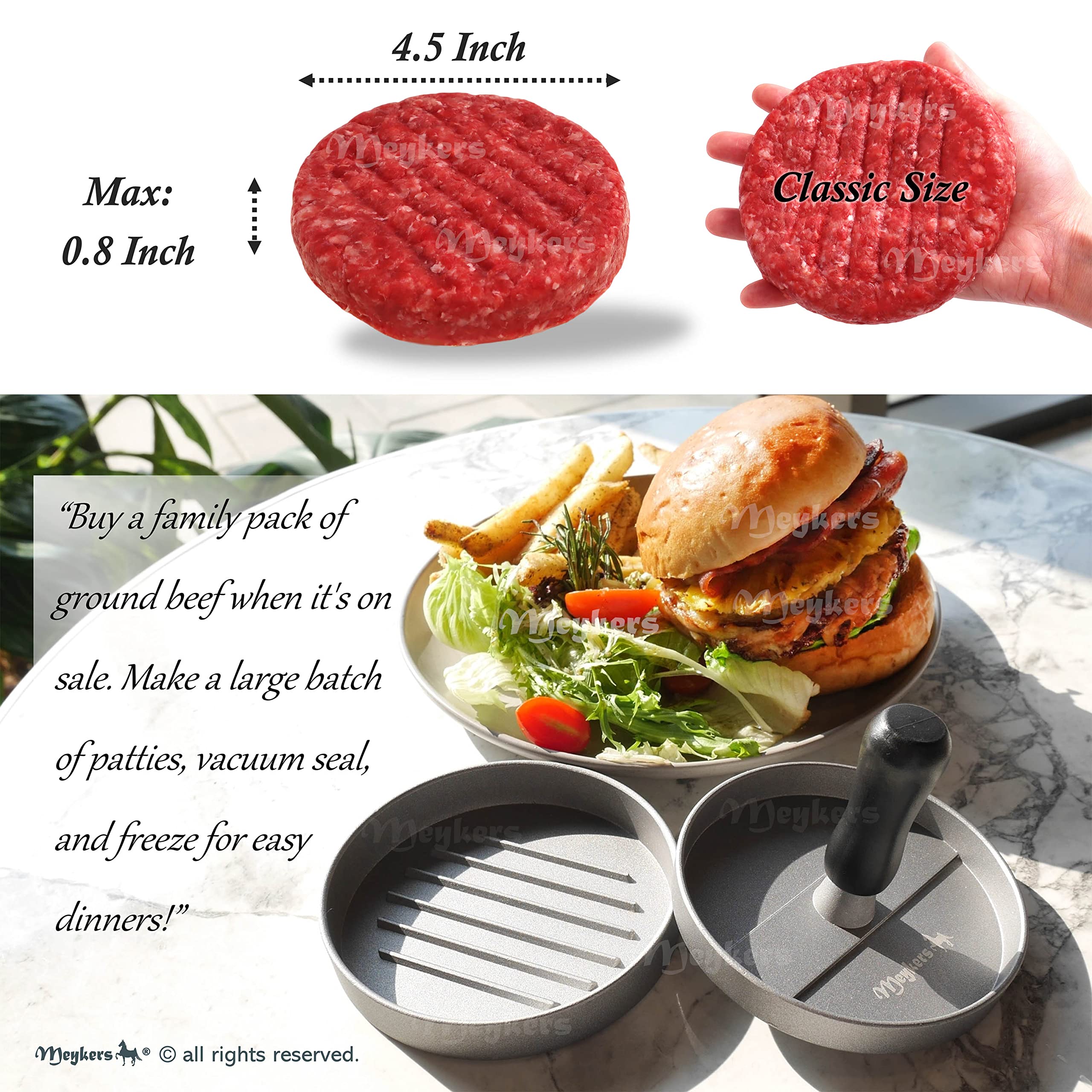 Meykers close-up of grooved cast aluminum surface for even cooking benefit