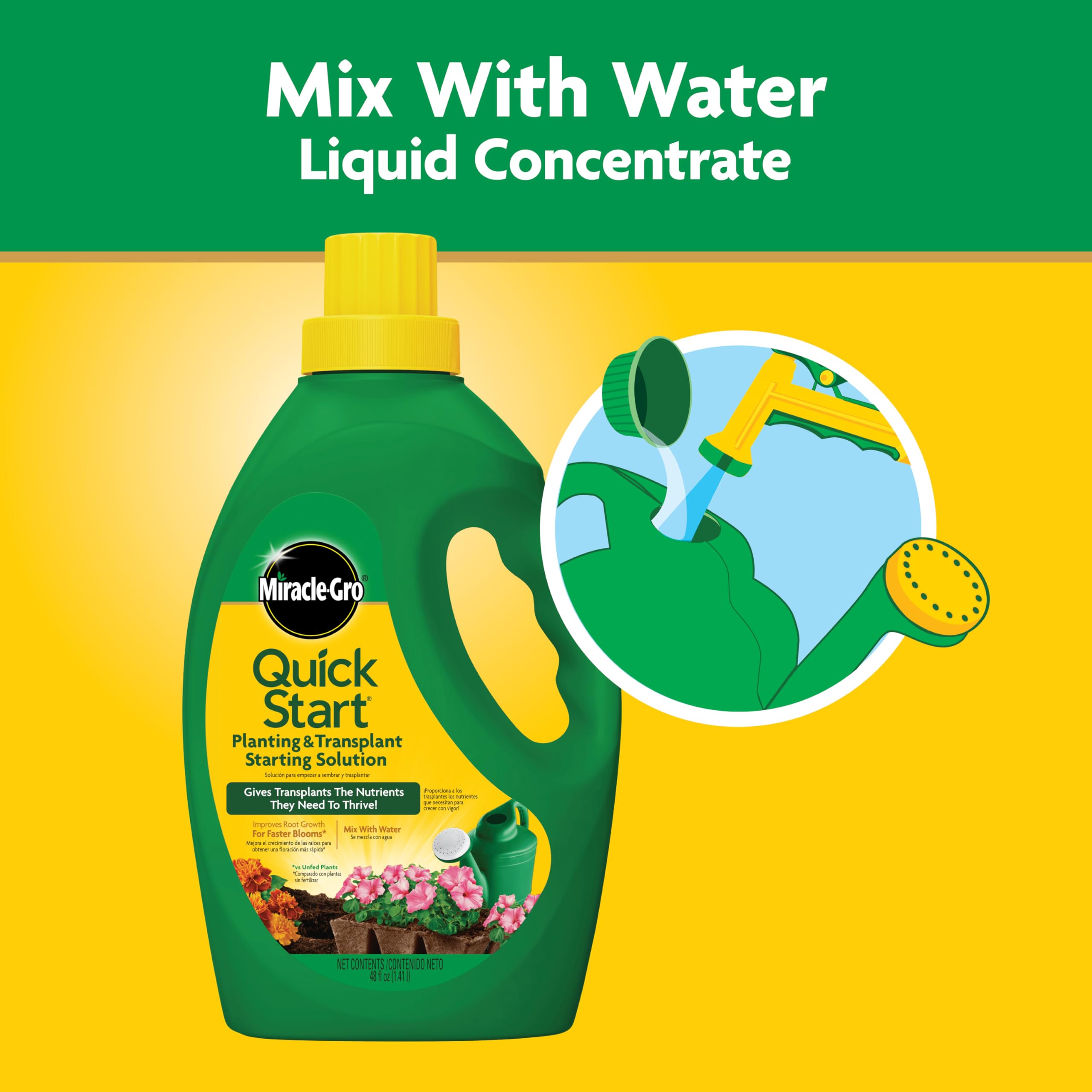 Miracle-Gro mixed with one gallon of water to show easy dilution and application