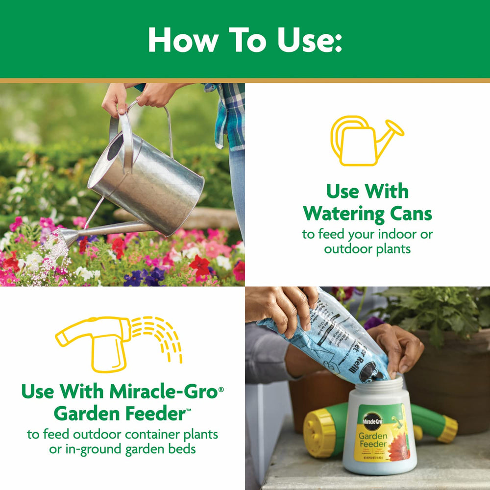 Miracle-Gro feeding a vegetable bed to promote steady garden growth
