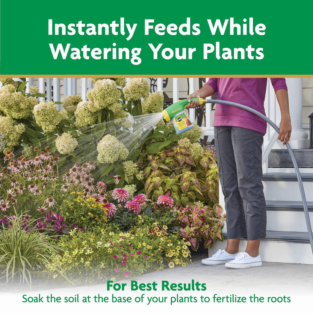 Miracle-Gro feeding vegetable garden to support crop growth