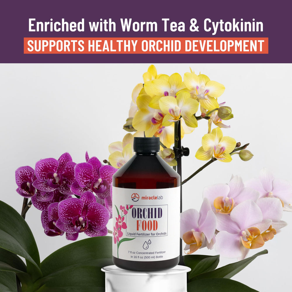 Miracle Lab next to orchid pot to show 3.4 oz size and compact storage